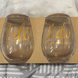 Gold 'I Do' Stemless Wine Glasses